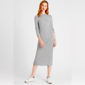 Banana Republic Luxespun gray midi long sleeve ruched dress size small